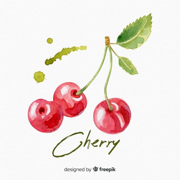 Free vector watercolor cherries background