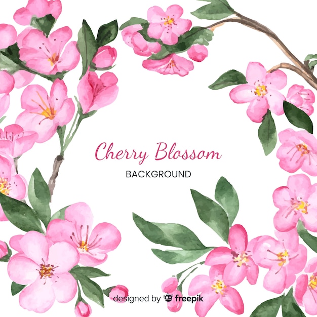 Watercolor cherry blossom background