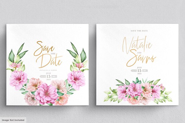 Watercolor cherry blossom invitation card set