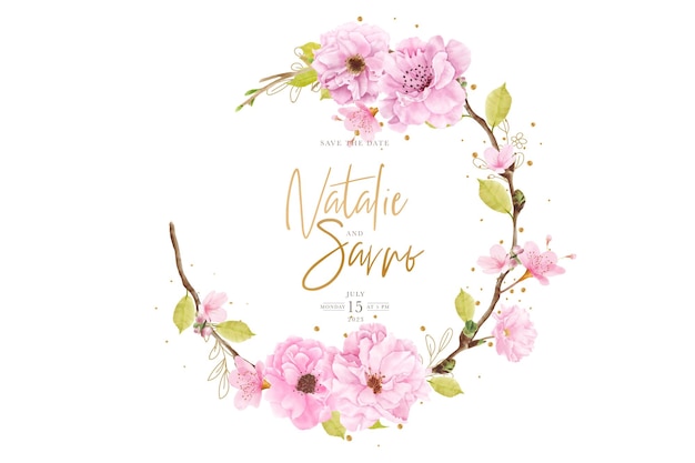 watercolor cherry blossom wreath design