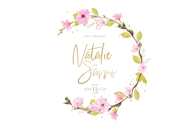 watercolor cherry blossom wreath design