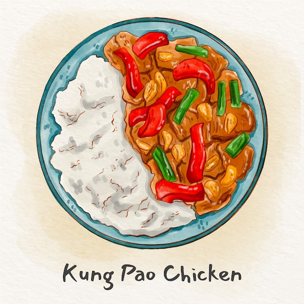 Free Vector watercolor chinese food illustration