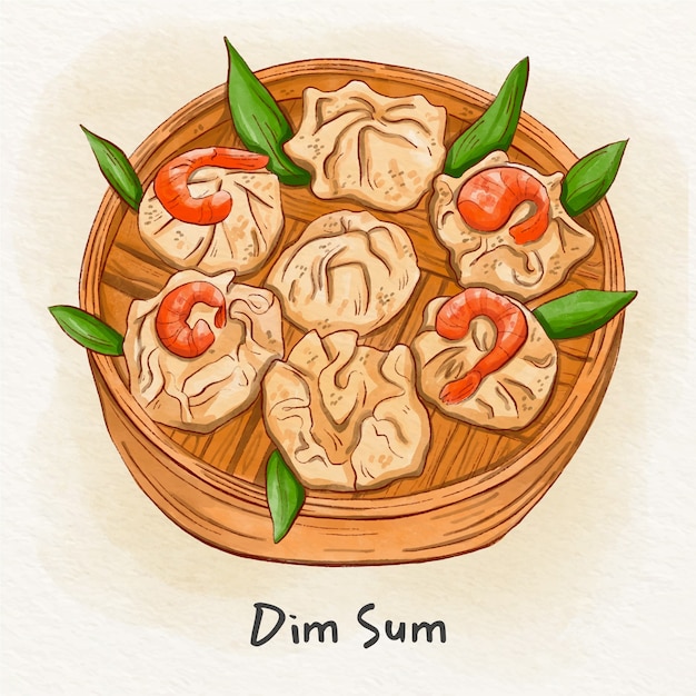 Watercolor chinese food illustration