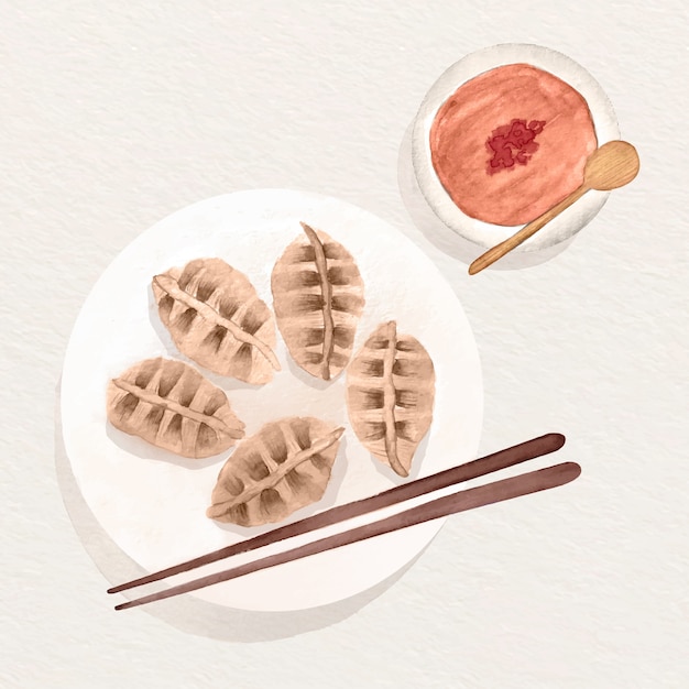 Free Vector watercolor chinese food illustration