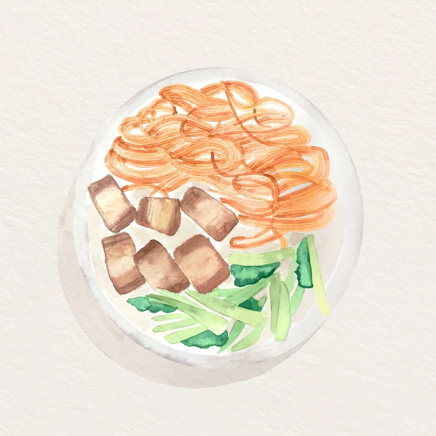 Watercolor chinese food illustration