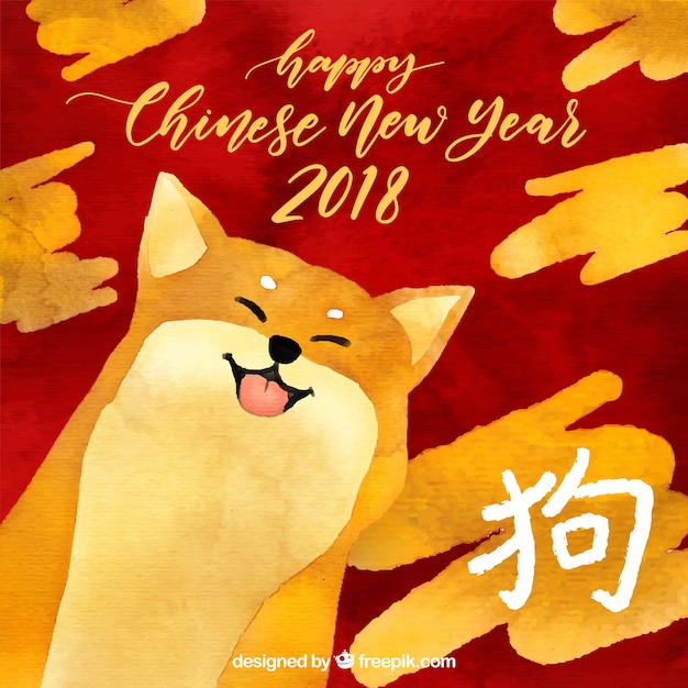 Watercolor chinese new year background