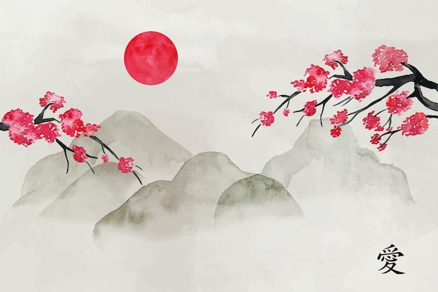 Free vector watercolor chinese style background