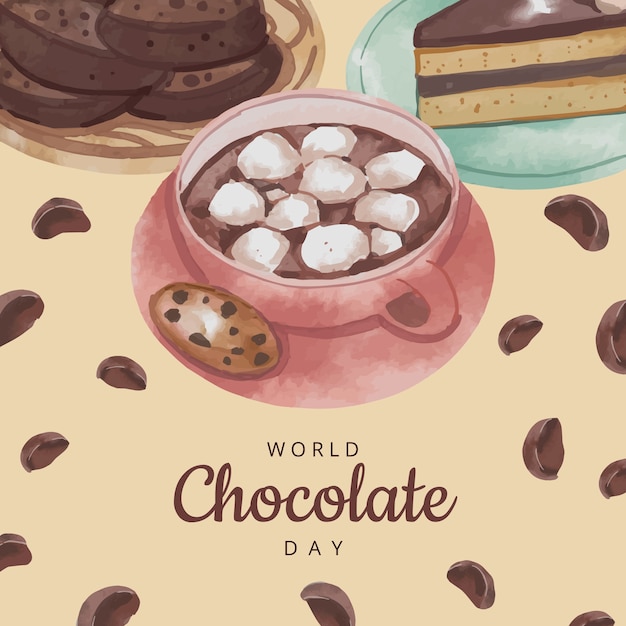 Free Vector watercolor chocolate drink illustration