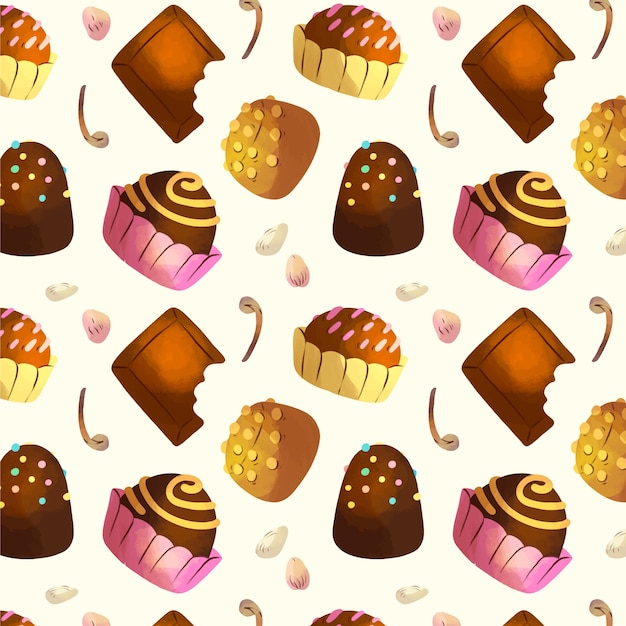 Free Vector watercolor chocolate pattern design