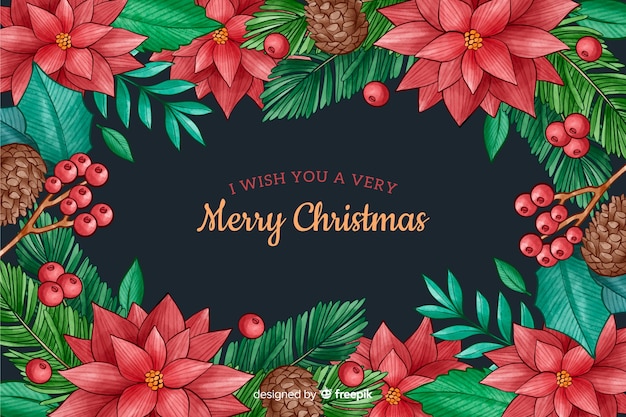 Watercolor christmas background with flower