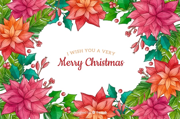 Watercolor christmas background with plants