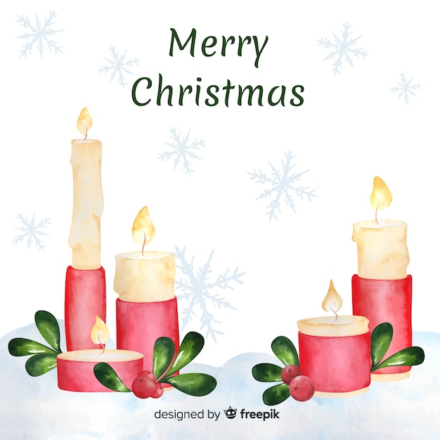 Free Vector watercolor christmas candle background