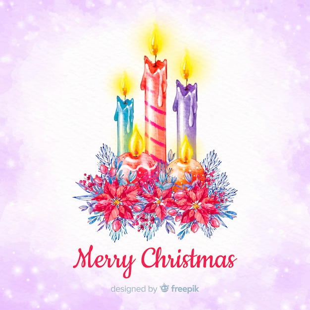 Watercolor christmas candle background