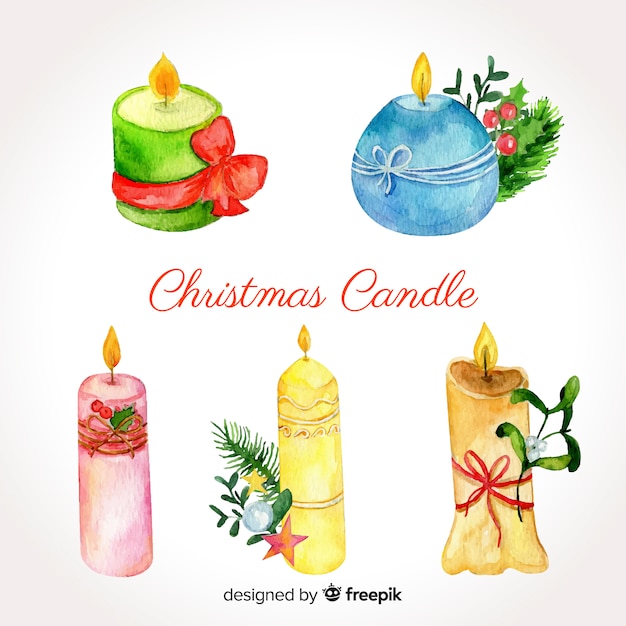 Watercolor christmas candle collection