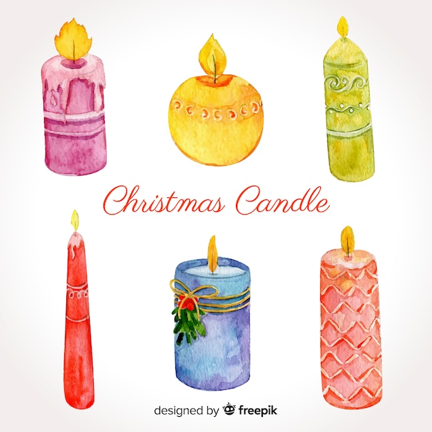 Watercolor christmas candle collection