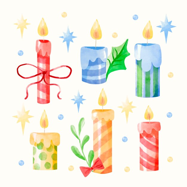 Watercolor christmas candle set