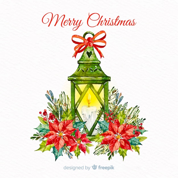 Watercolor christmas candle