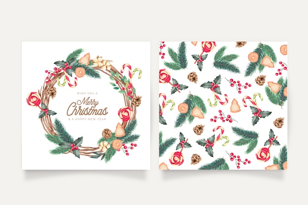 Free Vector watercolor christmas card templates