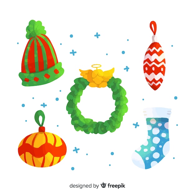 Watercolor christmas element collection