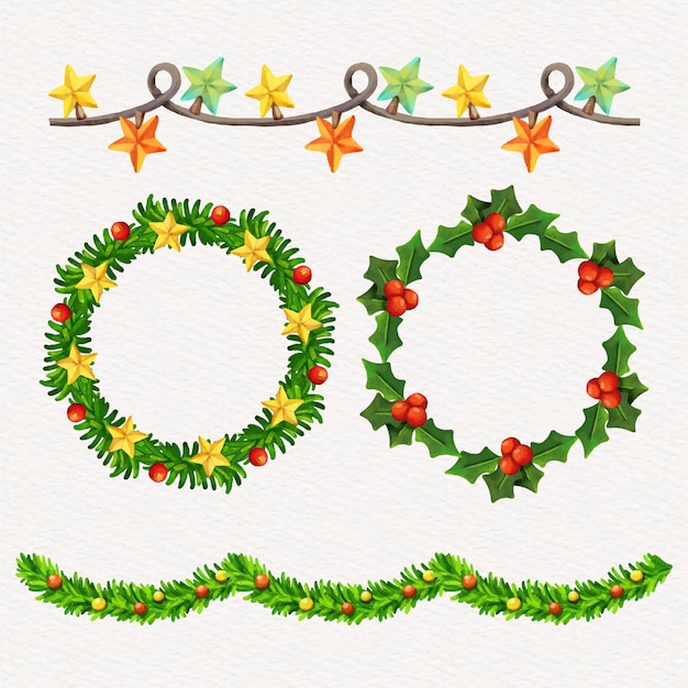 Free vector watercolor christmas frames and borders