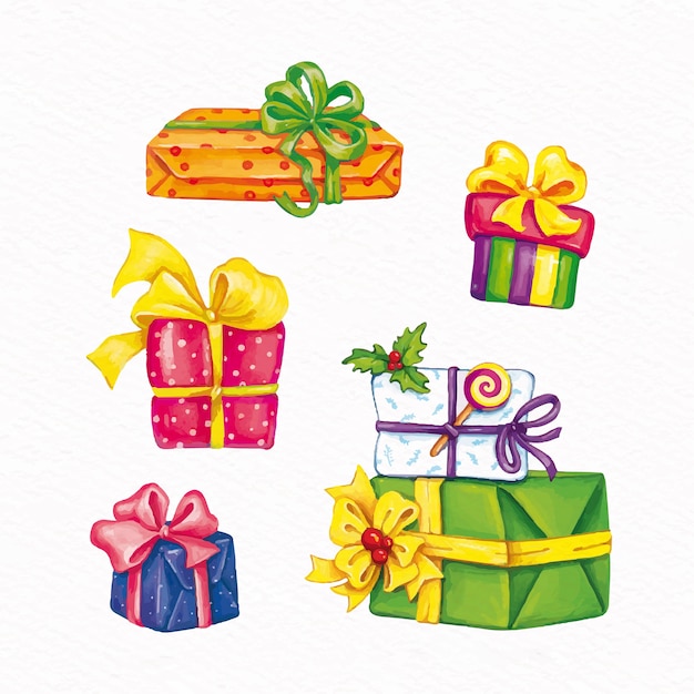 Watercolor christmas gift collection