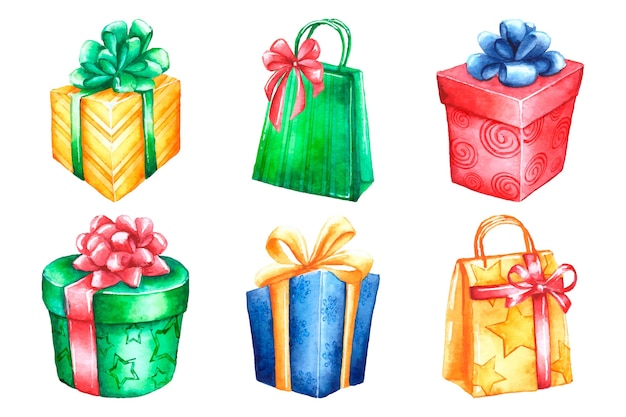 Watercolor christmas gift collection