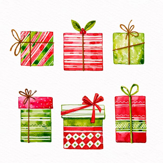 Watercolor christmas gift collection