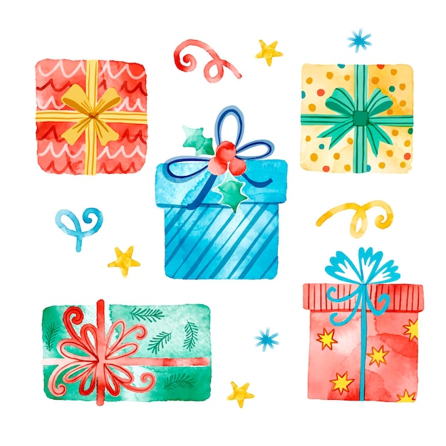 Watercolor christmas gift collection