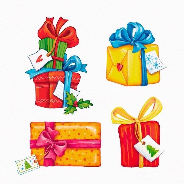 Watercolor christmas gift collection