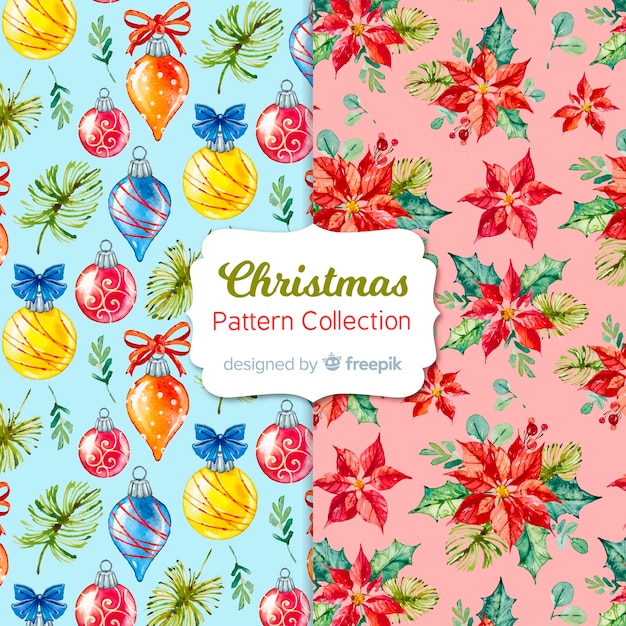 Watercolor christmas pattern collection