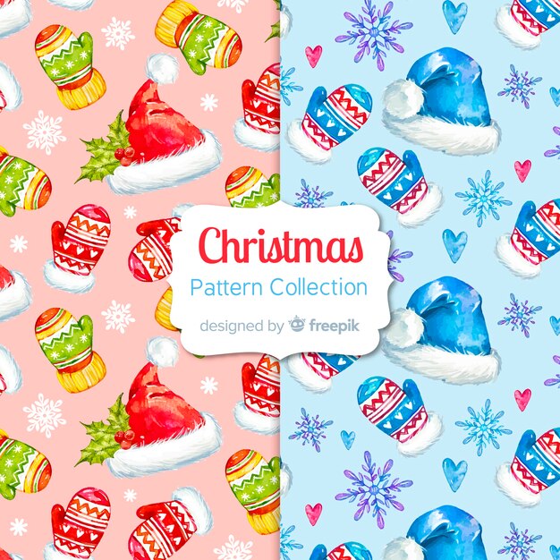 Watercolor christmas pattern collection