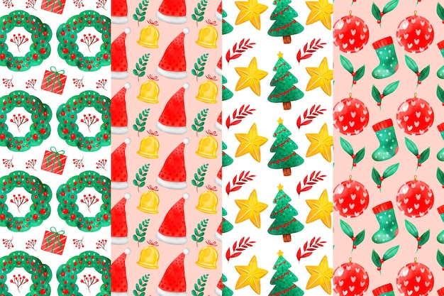 Watercolor christmas pattern collection