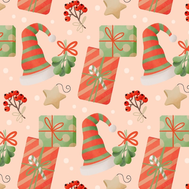 Free Vector watercolor christmas pattern design