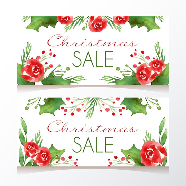 Watercolor christmas sale banners template