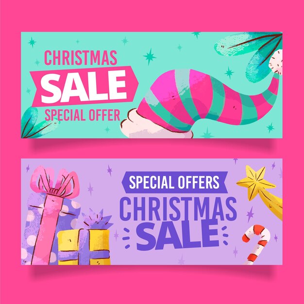 Watercolor christmas sale banners