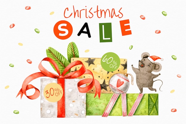 Watercolor christmas sale concept