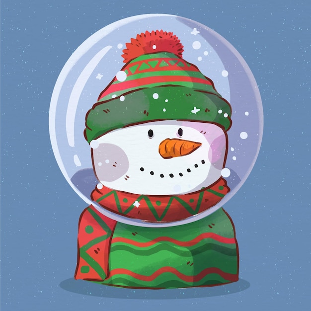 Free Vector watercolor christmas snowball globe