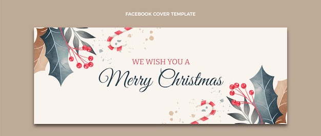 Free Vector watercolor christmas social media cover template