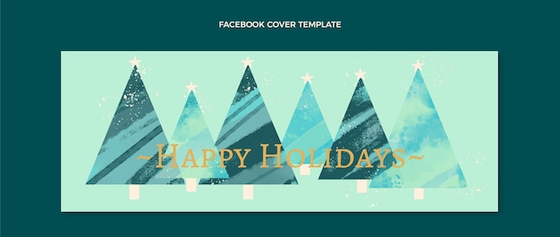 Watercolor christmas social media cover template