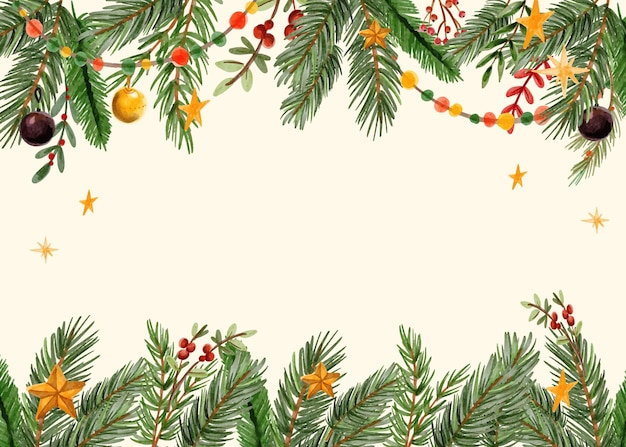 Watercolor christmas tinsel background