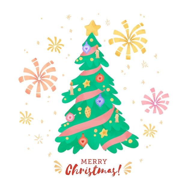 Watercolor christmas tree