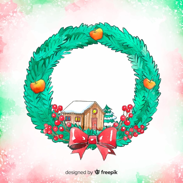 Free vector watercolor christmas wreath background