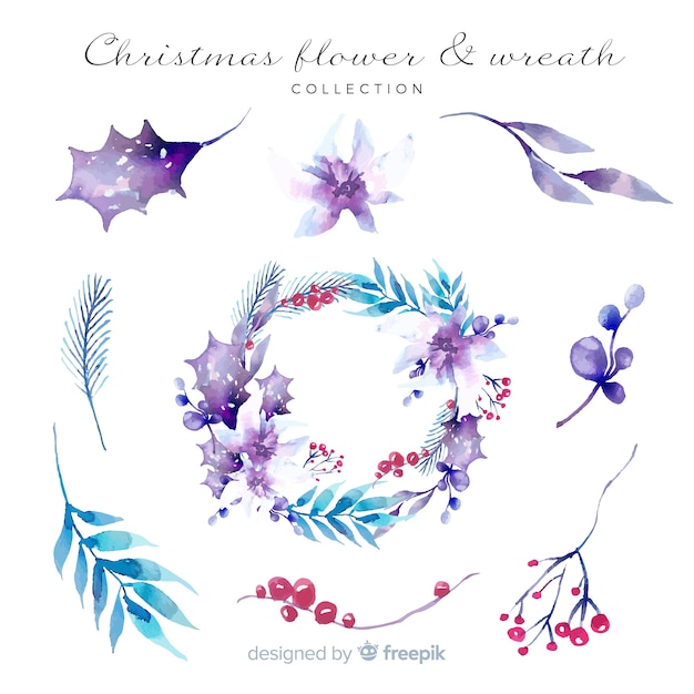 Free Vector watercolor christmas wreath collection