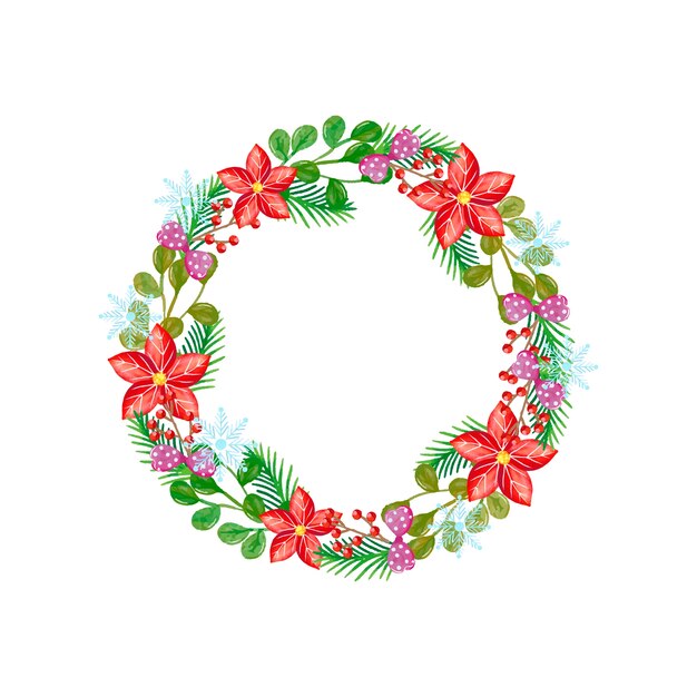 Watercolor christmas wreath concept