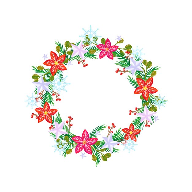 Watercolor christmas wreath concept