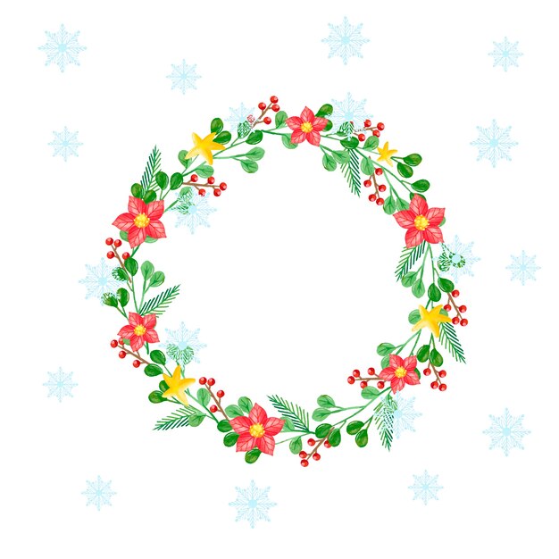 Watercolor christmas wreath concept