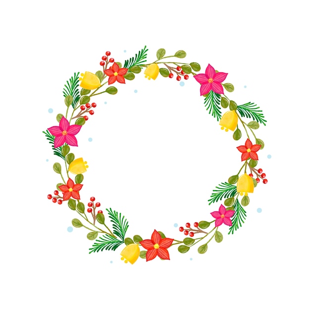 Watercolor christmas wreath concept