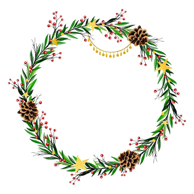 Watercolor christmas wreath template