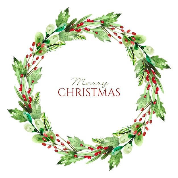 Watercolor christmas wreath template