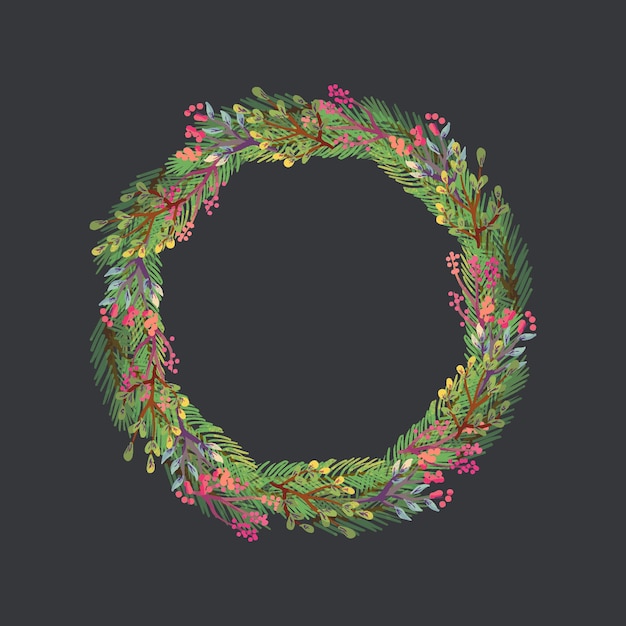 Watercolor christmas wreath